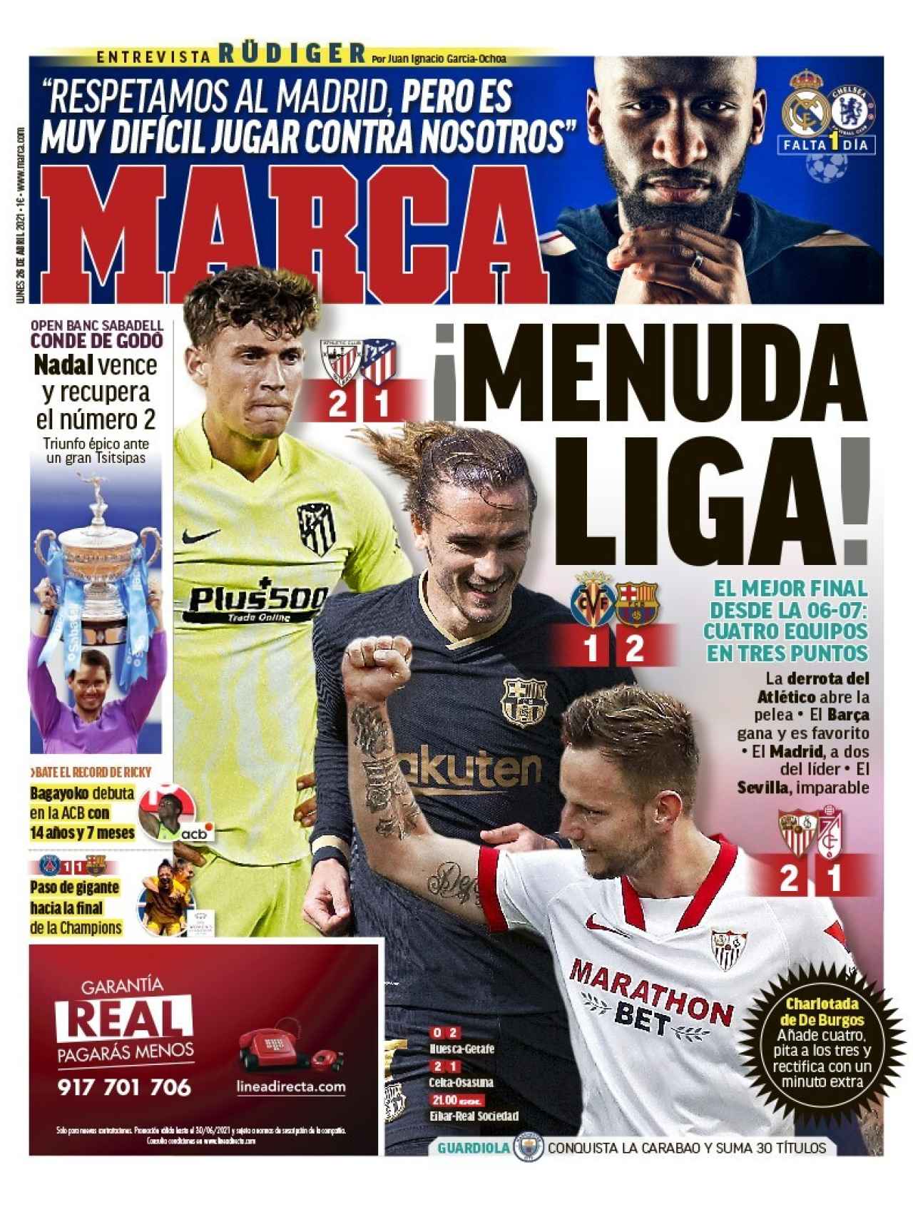 La portada del diario MARCA (26/04/2021)