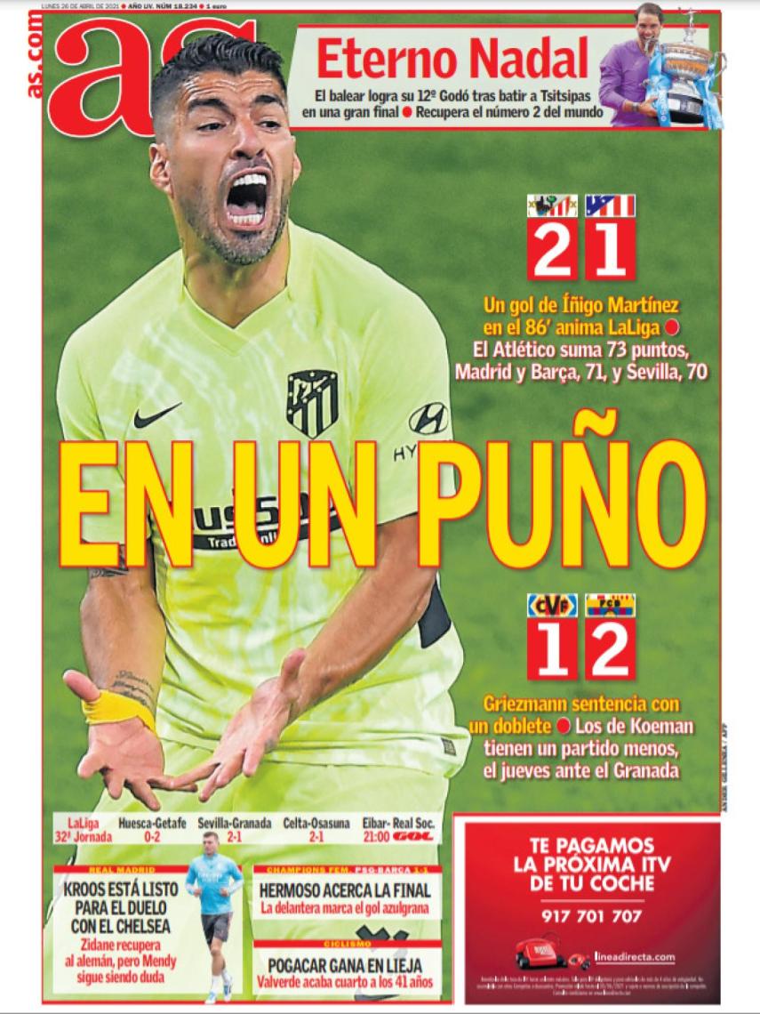 La portada del diario AS (26/04/2021)