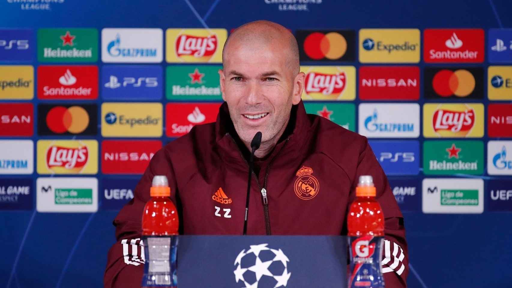 Zinedine Zidane, durante una rueda de prensa de Champions League