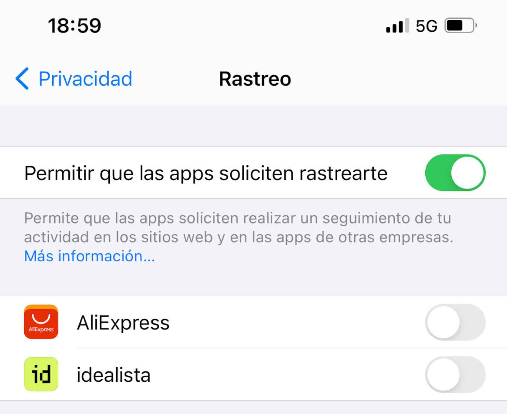 Nueva opción para bloquear el rastreo en iOS