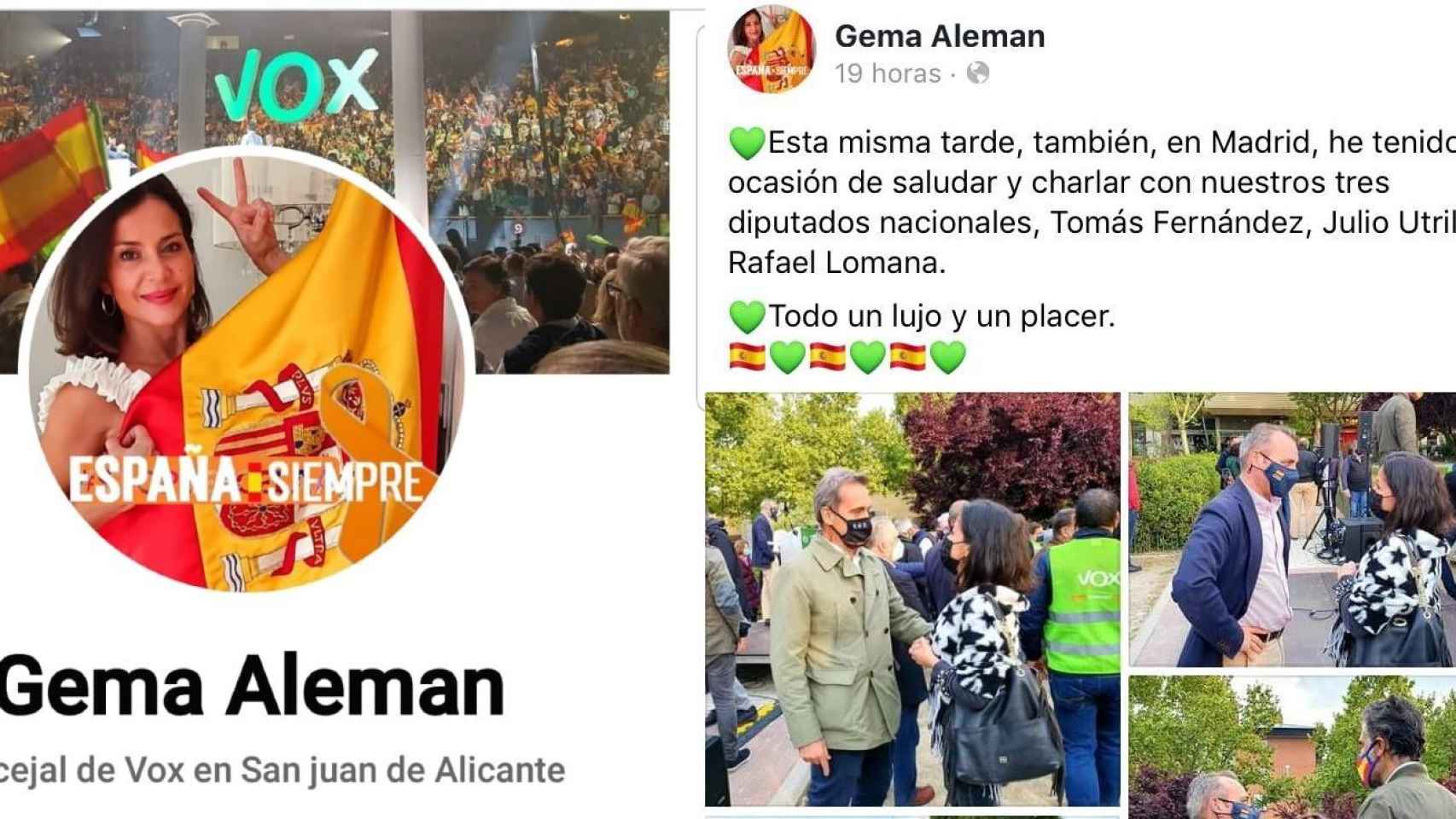 Post de la concejal alicantina Gema Alemán.