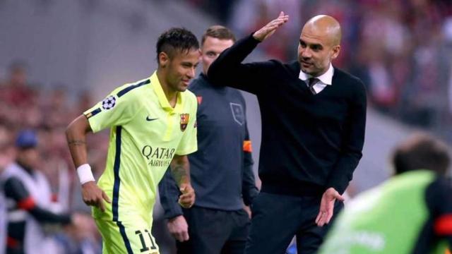 Neymar Jr. y Pep Guardiola, en una fotografía de archivo