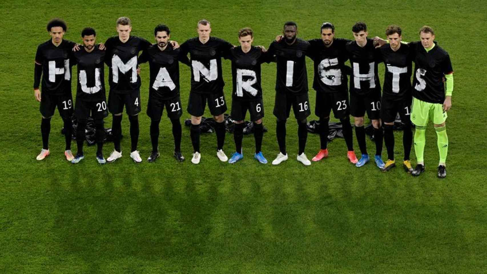 Protesta de los jugadores de la selección de Alemania