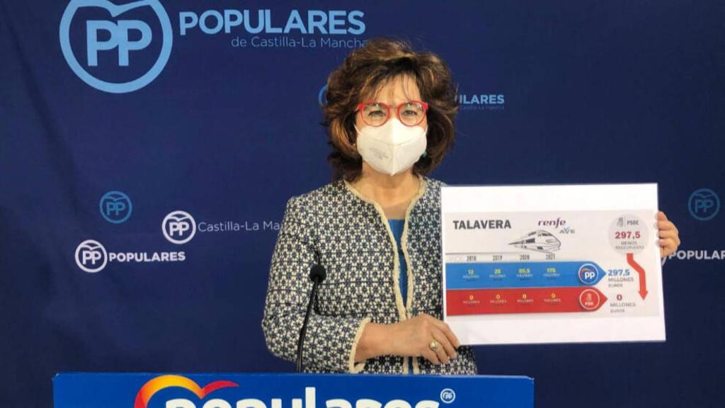 La talaverana Carmen Riolobos, diputada nacional del PP por la provincia de Toledo, este miércoles en rueda de prensa