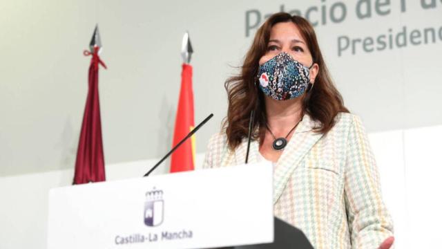 La consejera portavoz del Gobierno de Castilla-La Mancha, Blanca Fernández, este miércoles en rueda de prensa. Foto: Óscar Huertas