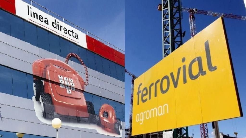 Un montaje con rótulos de Línea Directa y Ferrovial.