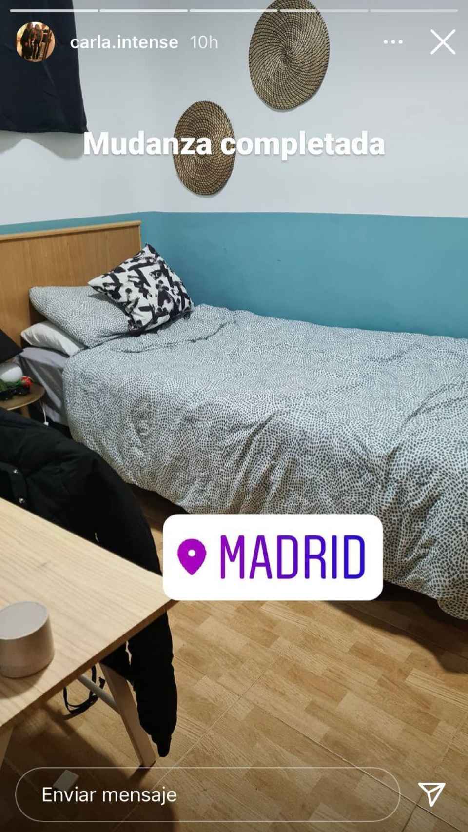 La nueva habitación de Carla Vigo en Madrid.