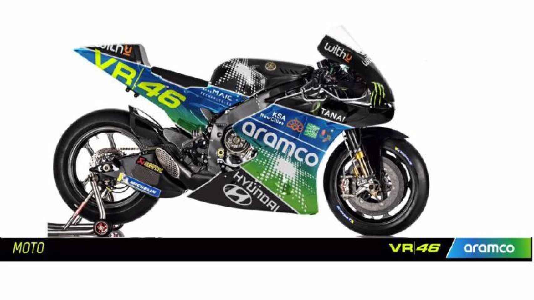 La decoración de la moto del nuevo equipo Aramco Racing Team VR46.