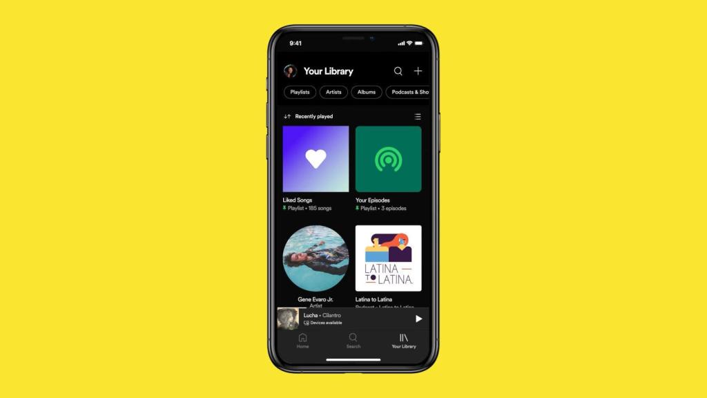 Nueva vista de biblioteca de Spotify