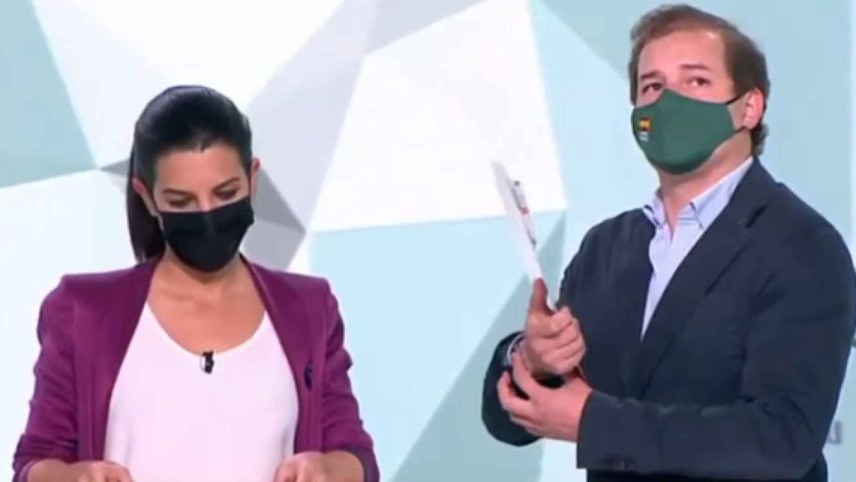 Ribas y Rocío Monasterio en el debate de Telemadrid.
