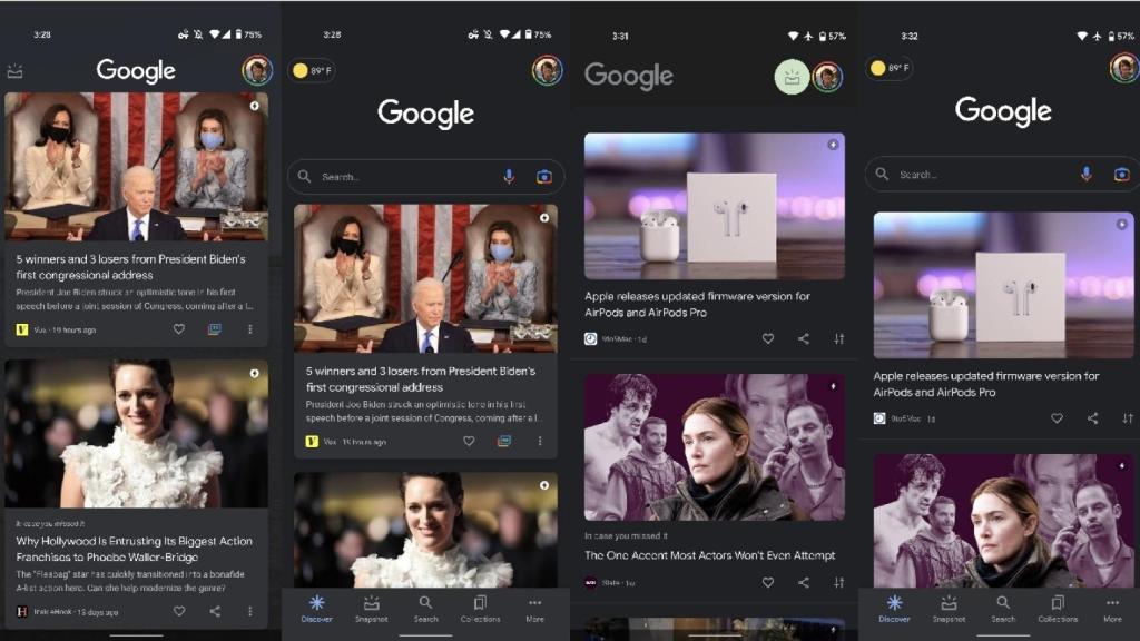 Google Discover diseño antiguo y nuevo