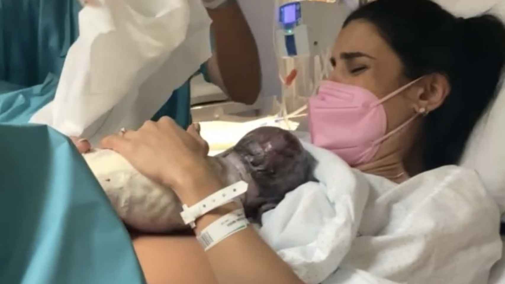 Triana, en el momento del nacimiento de su hijo.