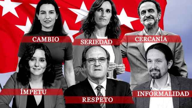 Los candidatos a la Comunidad de Madrid, en un fotomontaje de JALEOS.