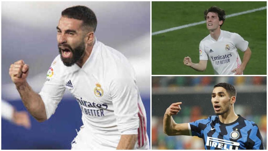 Carvajal, Odriozola y Achraf, en un collage