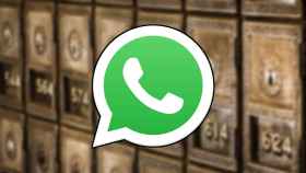 Logo de WhatsApp sobre cajas fuertes de un banco.
