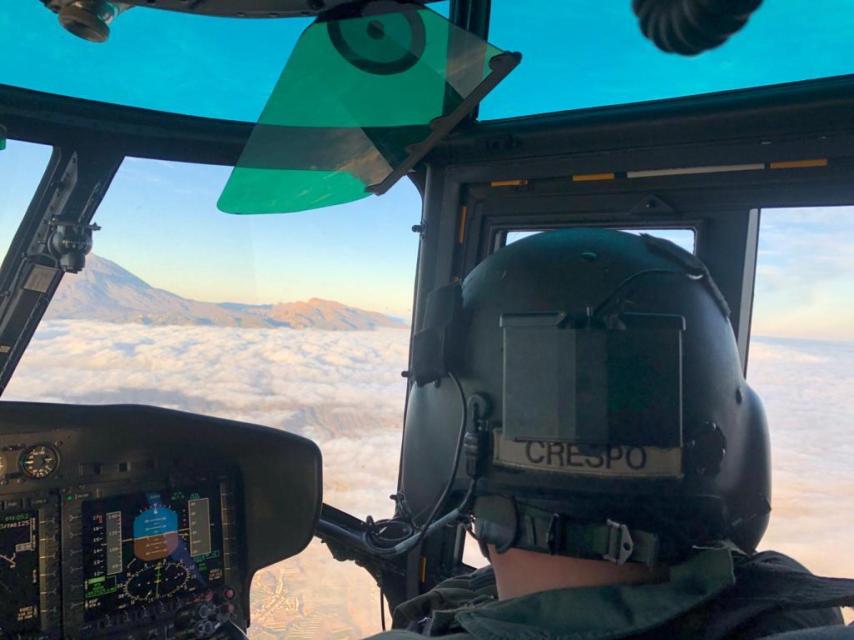 El piloto del helicóptero, desde las alturas.