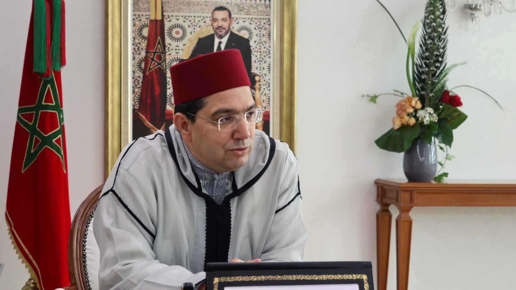 El ministro marroquí de Exteriores, Nasar Burita, durante la entrevista concedida a Efe.