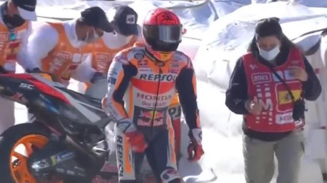 Marc Márquez tras su segunda caída en Jerez 2021