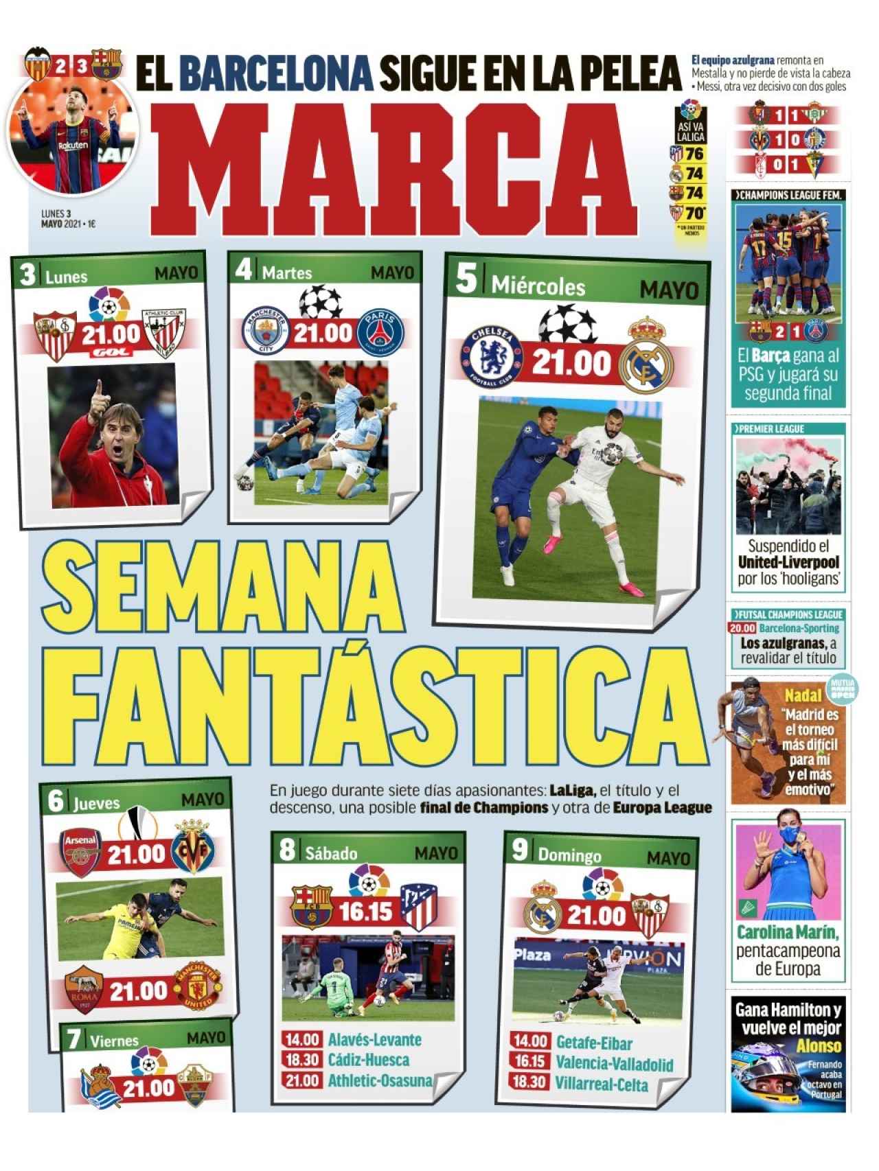 La portada del diario MARCA (03/05/2021)