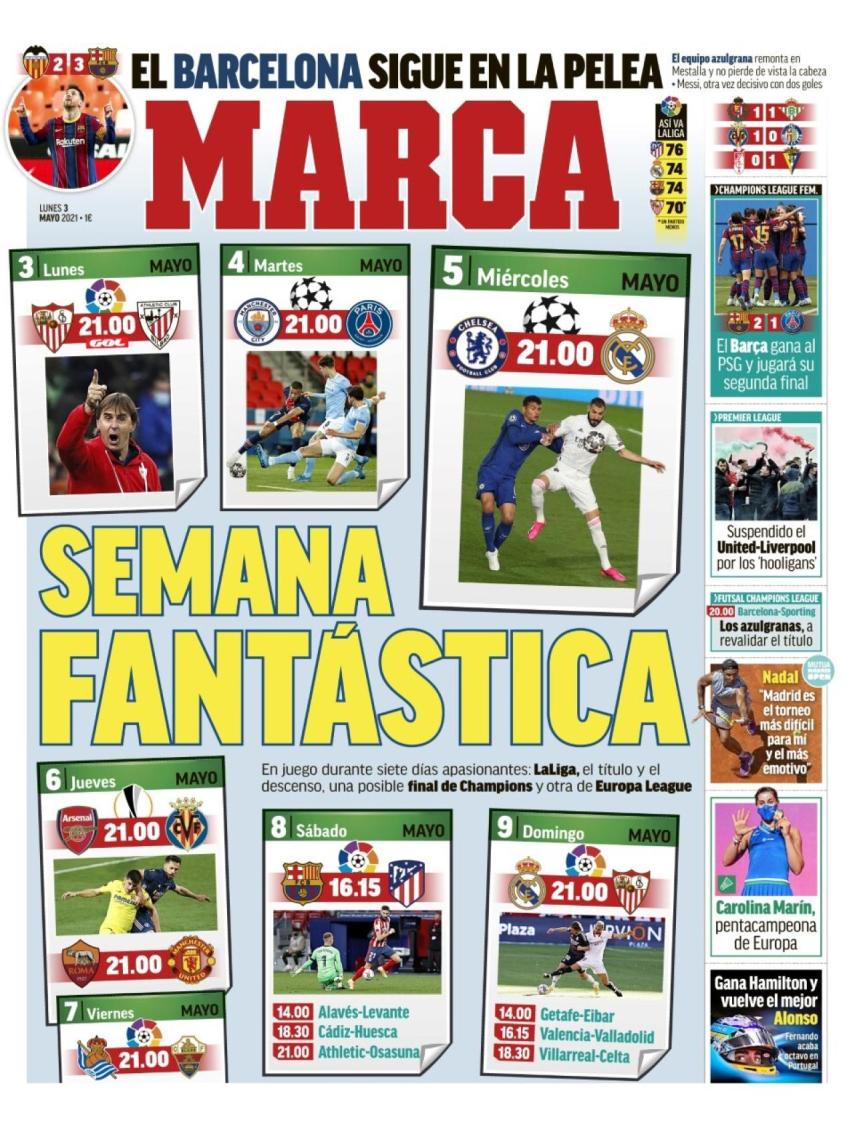 La portada del diario MARCA (03/05/2021)