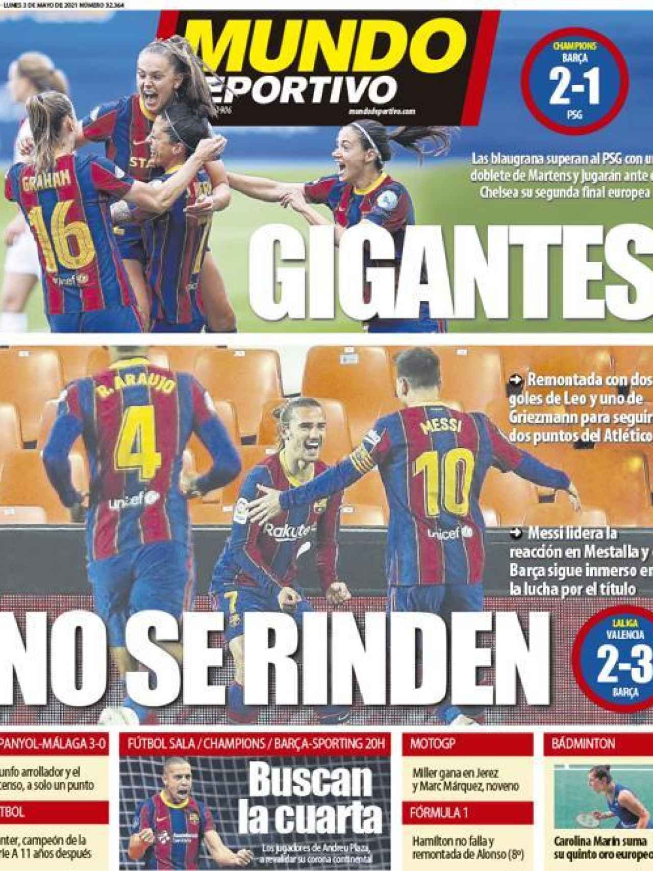 La portada del diario Mundo Deportivo (03/05/2021)