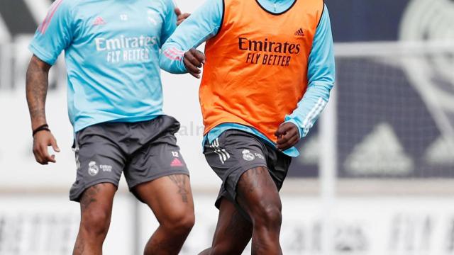 Marcelo y Vinicius Junior, durante un entrenamiento del Real Madrid