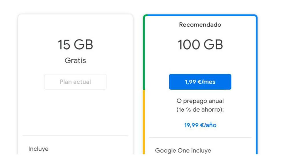 Planes de Google One