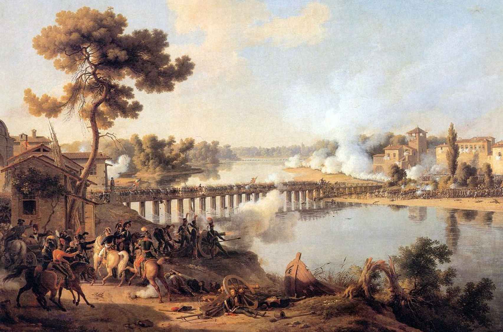 Lienzo sobre la batalla del puente de Lodi, la primera victoria significativa de la carrera de Napoleón.