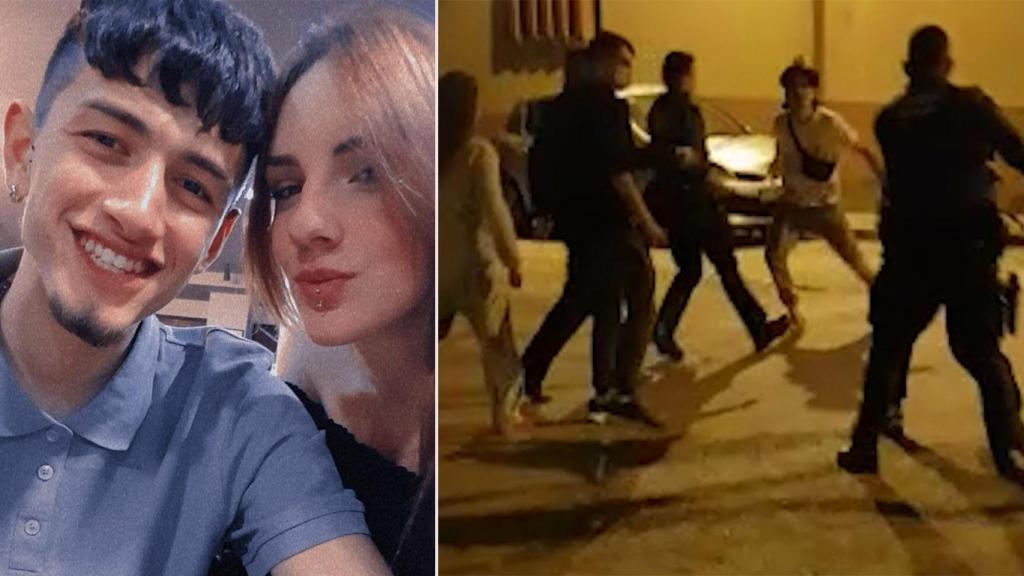 Kevin y Marta junto un fotograma de la riña que se saldó con un homicidio en Jumilla.