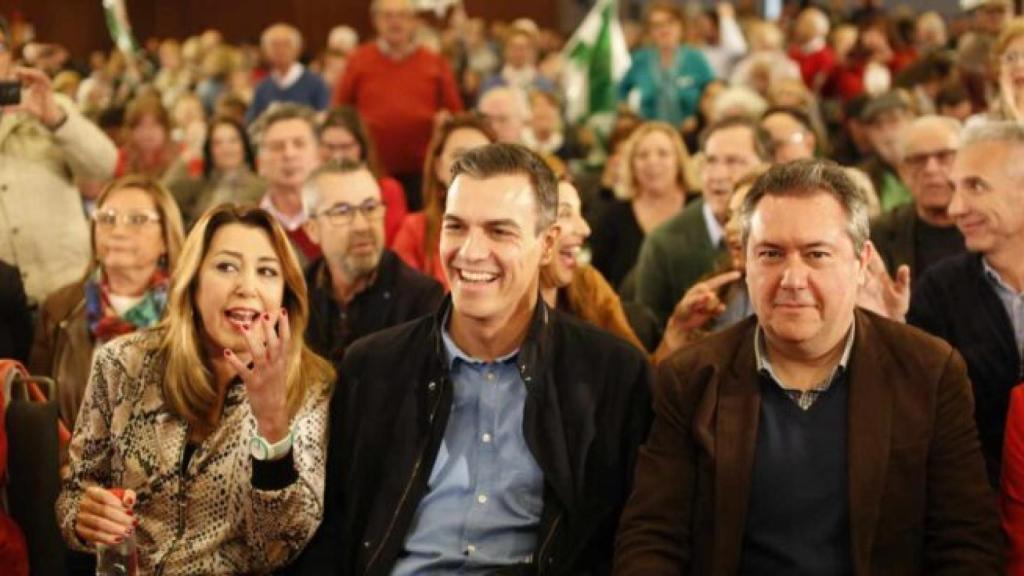 Susana Díaz, Pedro Sánchez y Juan Espadas en una imagen de archivo.