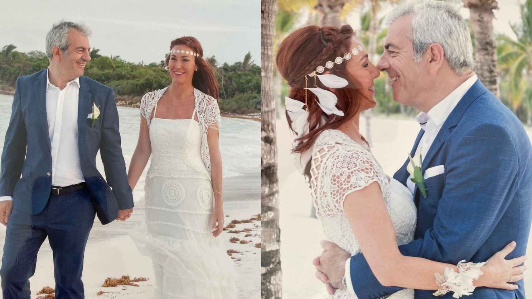 Las dos imágenes con las que la pareja ha celebrado su aniversario de boda en las redes sociales.