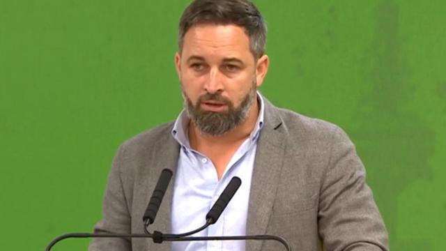 Santiago Abascal, en rueda de prensa en la sede de Vox.