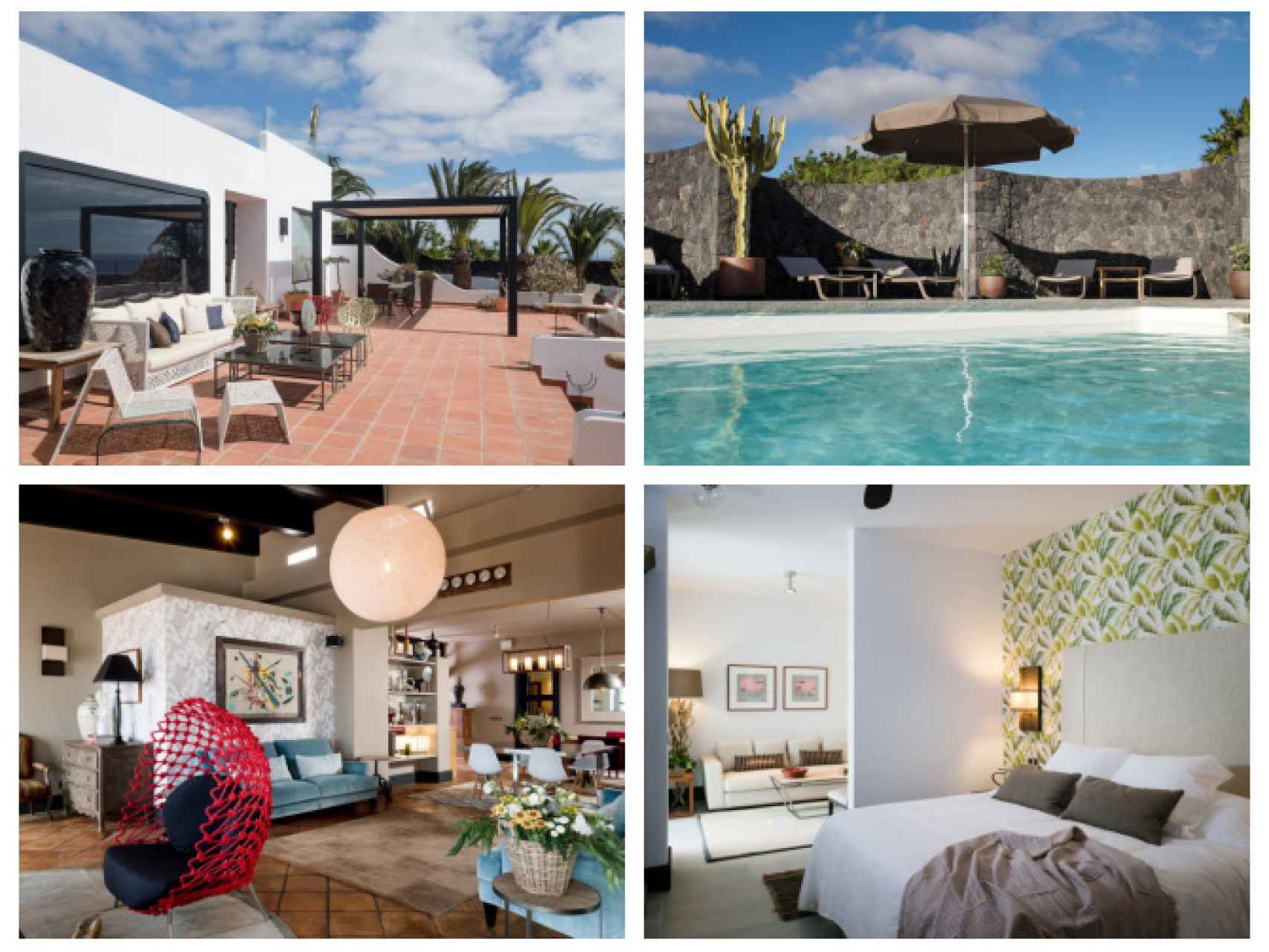 Algunos de los rincones de '5Suites', la lujosa casa que ha escogido Helen Lindes para disfrutar de su Lanzarote.