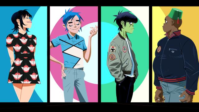 Imagen de los integrantes de Gorillaz vestidos por Fred Perry.