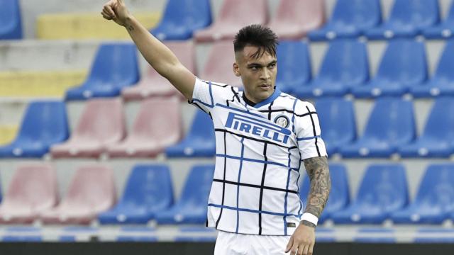 Lautaro Martínez durante un partido con el Inter