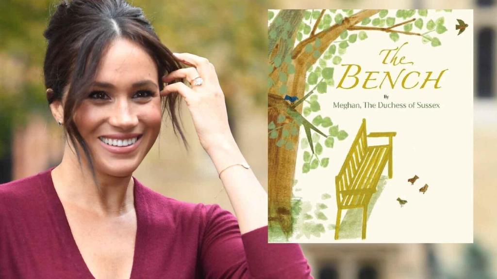 Meghan Markle, junto a la portada de su libro infantil 'The Bench'.