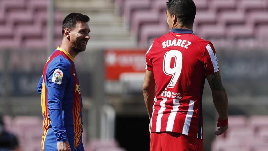 Messi (Barça) y Luis Suárez (Atlético) en el partido de La Liga
