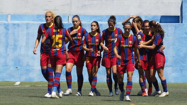 Las jugadoras del Barça Femenino celebran un gol frente al Granadilla Tenerife