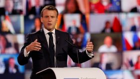 Emmanuel Macron, durante la inauguración este domingo de la Conferencia sobre el Futuro de Europa.