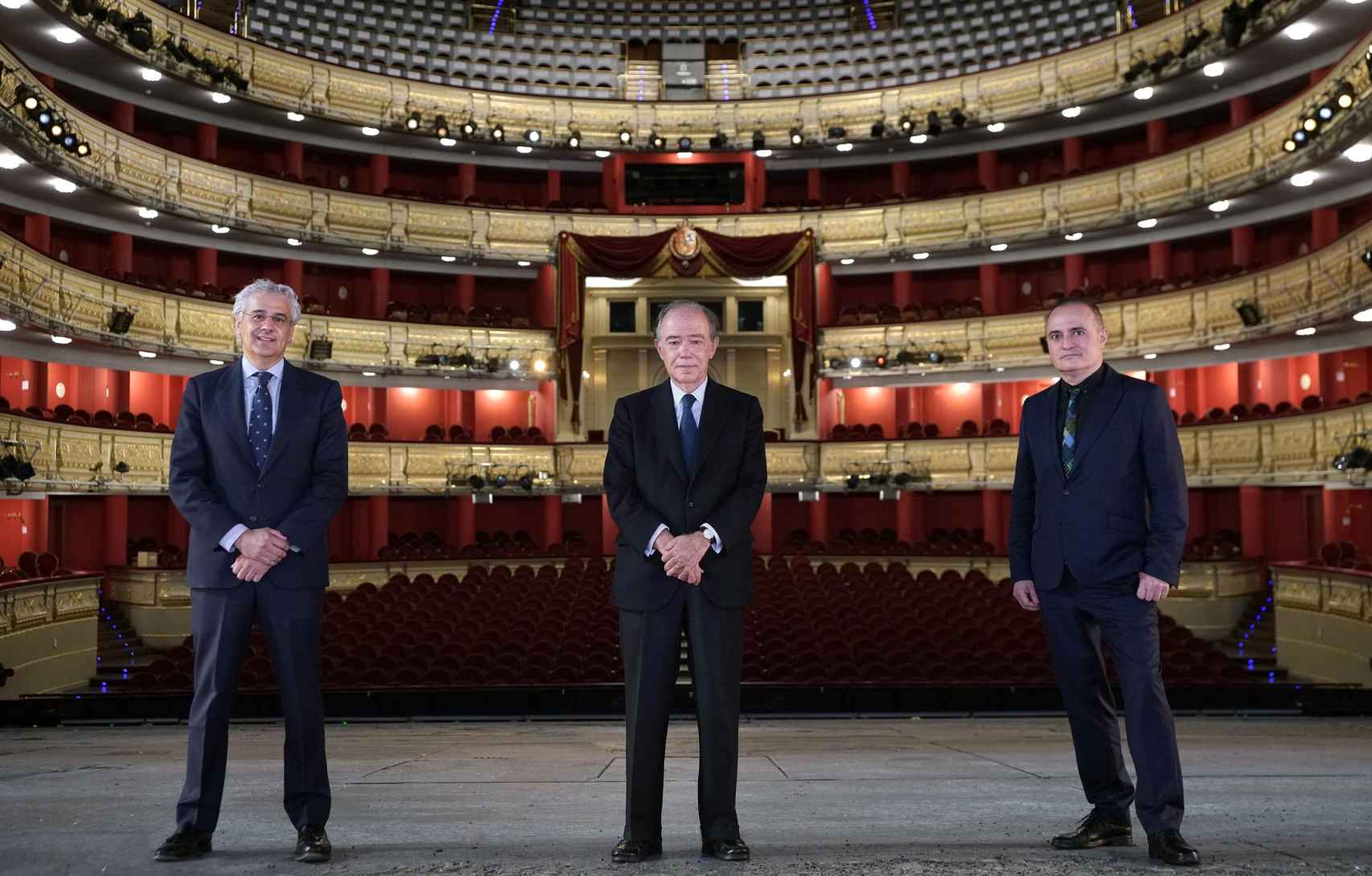 Joan Matabosch, director artístico; Gregorio Marañón, presidente, e Ignacio García-Belenguer, director general.