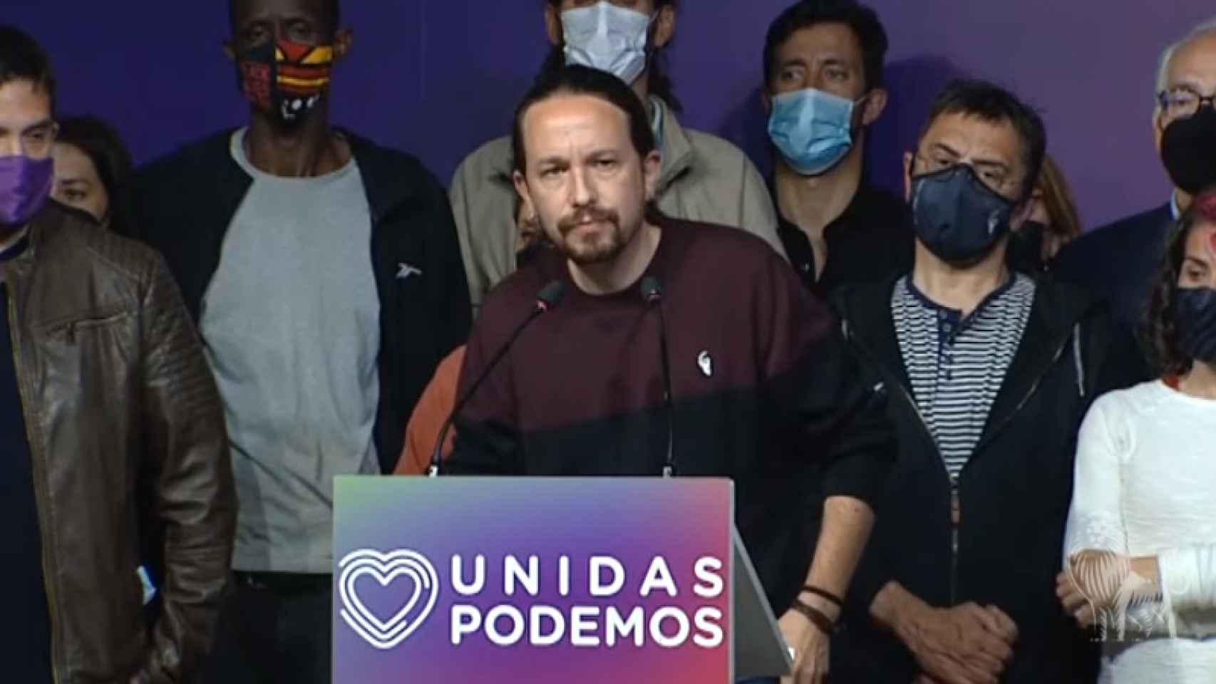 Pablo Iglesias anunciando que abandona la política tras las elecciones en la Comunidad de Madrid.