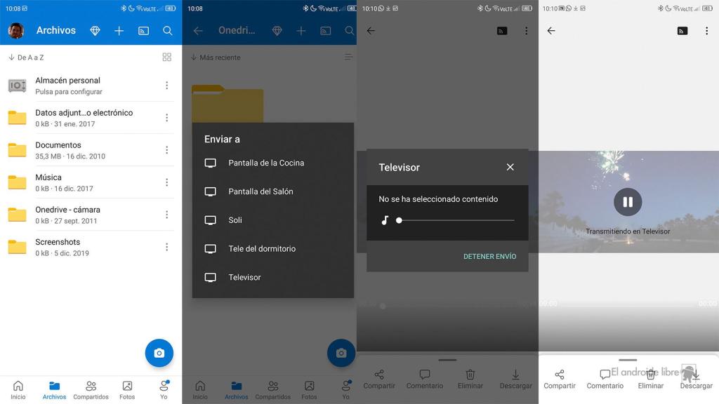 Interfaz de la opción Cast en Onedrive