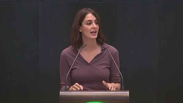 Rita Maestre, durante su intervención en el pleno del Ayuntamiento de Madrid.