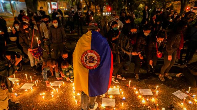 Una protesta en las calles de Bogotá.