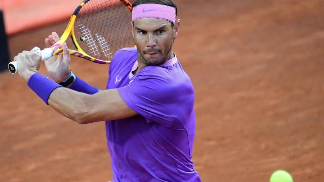 Nadal, durante el partido ante Sinner.