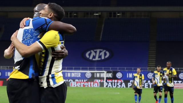 Lukaku y Achraf, con el Inter de Milán