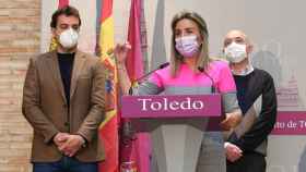 Milagros Tolón, alcaldesa de Toledo, durante la rueda de prensa que ha ofrecido este jueves (Ó. HUERTAS)