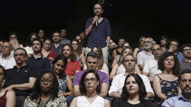 Pablo Iglesias, durante la presentación de su candidatura.