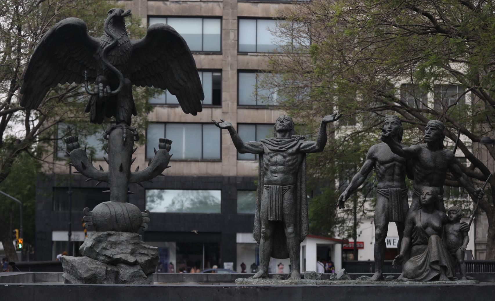 El monumento de la fundación México-Tenochtitlan.
