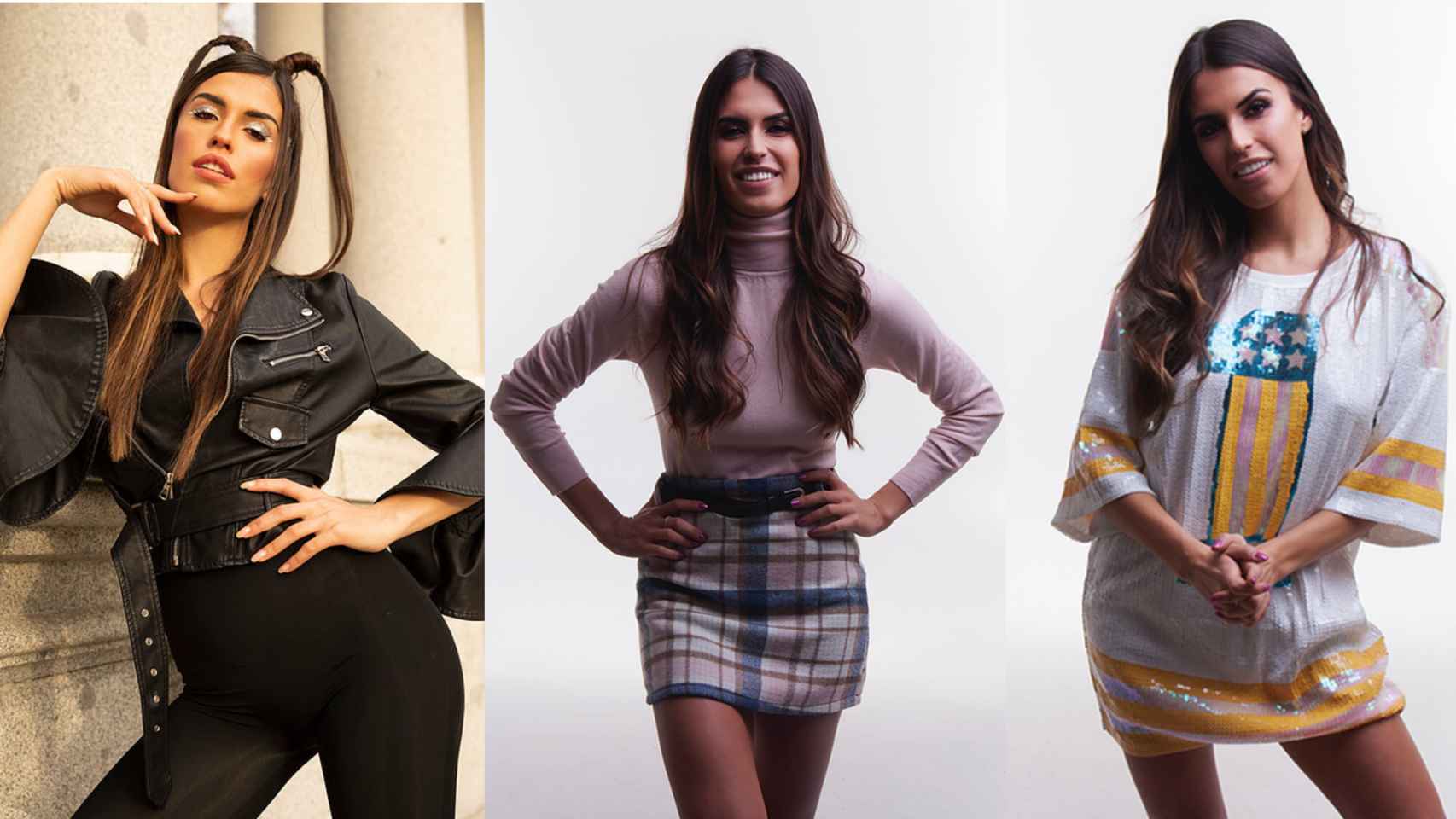 Tres de los 'looks' femeninos de Blesy Wear, con Sofía como modelo.
